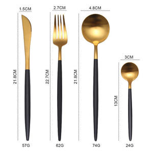 18/<b>8</b> Stainless Steel Gold Cutlery <b>Set</b> Fork Spoon Knife and Chopsticks <b>Dinnerware</b> Flatware Collection - Product Image 3