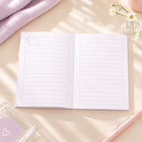 Planificateur mensuel avec couverture en papier rose pastel et lavande, avec intercalaires à languettes, pages lignées, pour le bureau, les études, cadeau, logo personnalisé