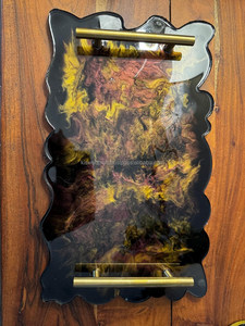 Handmade <b>Black</b> & Gold Epoxy <b>Tray</b> Decorative <b>Serving</b> <b>Tray</b> - Product Image 3