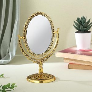 Vintage Gold Oval Tabletop <b>Vanity</b> <b>Mirror</b> Decorative <b>Makeup</b> Dressing <b>Mirror</b> with Ornate Metal Frame for Bedroom Decor - Product Image 2