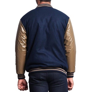 Men's Varsity <b>Jacket</b> New Design Turn-down <b>Collar</b> Genuine Leather Embroidery High Street Style Winter Customizable - Product Image 3