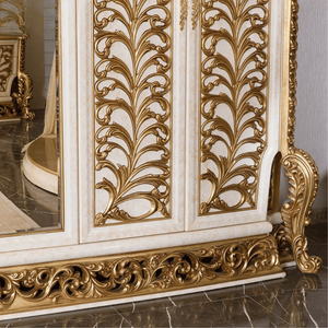 Armario de Madera de Caoba Ecológico y Duradero con Diseño Antiguo Europeo Clásico, Puertas de Madera Maciza Talladas con Hoja de Oro y Acero Inoxidable - Product Image 4