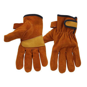 Leather Safety <b>Gloves</b> Cut Edge Cuff Grain Fingers <b>Silicone</b>-Free 10-Inch Customizable Brand High Quality - Product Image 4