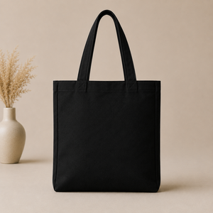 Canvas Fashion Tote <b>Bag</b> <b>Medium</b> <b>Size</b> Black with 'Small Steps Big Change' Print Groceries Daily Use Hand Length Handle - Product Image 3