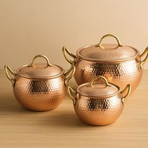 Premium Quality Copper Cooking Casserole with Lid <b>Large</b> Deep Stock Pot for Kitchen Restaurant Hotel Catering Durable Finish - Product Image 1