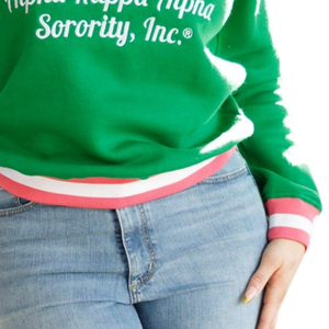 Sweat-shirt en polaire vert pour femme, avec logo brodé à l'avant, lettres grecques, col rond de qualité supérieure, idéal pour l'hiver - Product Image 4