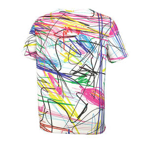 Men's Short Sleeve O-Neck T-Shirt With Hand-Painted <b>Abstract</b> Pattern Regular Fit Knitted Casual Style - Product Image 3