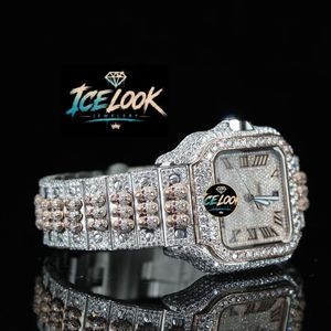 นาฬิกาข้อมือกลไก Ice Look ขนาด 40 มม. หน้าปัดทรงเหลี่ยม สายขนาด 20 มม. ทำจากสแตนเลสสตีล ดีไซน์หรูหรา พร้อมเข็มบอกเวลา - Product Image 4