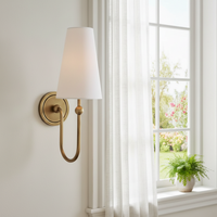 Applique Murale Classique Nordique en Laiton, 1 Lumière, Dorée, Fixation Directe, pour Salle de Bain, Chambre, Salon, Couloir, Cuisine