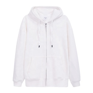 Haute qualité 600gsm 95% coton 5% Spandex lourd polaire doublé essentiel goutte épaule Clean Fit Full Zip Hoodie pour hommes - Product Image 6