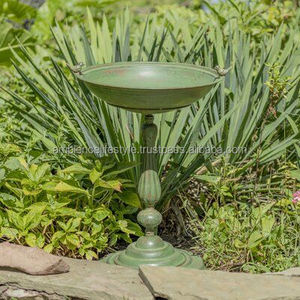 Vintage style metal <b>bird</b> bath <b>stand</b> for backyard garden decor sturdy construction rust proof coating long lasting use - Product Image 6