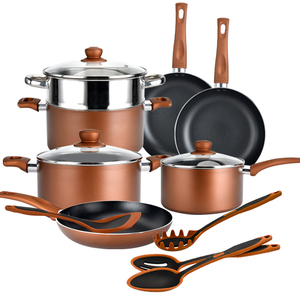 Ensemble de casseroles et poêles antiadhésives de qualité supérieure avec revêtement renforcé en titane, construction en aluminium forgé durable - Product Image 1