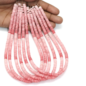 Hermosas cuentas de ópalo rosa en forma de rondel plano, cuentas de ópalo rosa de 6 mm en forma de rondel plano, para la elaboración de joyería artesanal. - Product Image 1