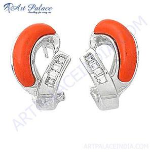 ต่างหูเงินอัญมณีเซอร์โคเนียรูปปะการังและลูกบาศก์ที่ทันสมัยล่าสุด - Product Image 2