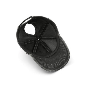 Casquette de baseball en coton à 6 panneaux en denim perforé, ajustable, unisexe, toutes saisons - Product Image 4