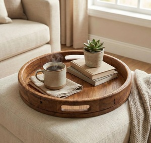 Handmade Commercial Grade Eco-Friendly Multifunctional Wood <b>Serving</b> <b>Tray</b> Farmhouse Style Rustic Polished Platter Catering - Product Image 1