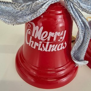 <b>Red</b> Bell Christmas Ornament with <b>Ribbon</b> Bow Hanging Decor Traditional Indoor Holiday Decoration - Product Image 5