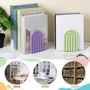 Sujetalibros de madera estilo boho con diseño de arcoíris, soporte decorativo antideslizante y bonito para libros pesados, ideal para el regreso a clases. - Product Image 6