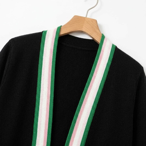 Women Long Striped Knit <b>Cardigan</b> V-Neck Full Sleeve Casual Winter Wear 100% Acrylic Anti-Pilling Open Stitch <b>Pockets</b> - Product Image 6