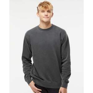 Sudadera de cuello redondo teñida con pigmento de peso medio, sudaderas con capucha lavadas con ácido de patrón sólido de 2025, pigmento de marfil - Product Image 3