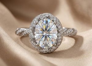 Sparkly 3CT Moissanite Oval Cut Classic Ring Rope Band 925 Sterling Silver For Unisex Anniversary Gift For <b>Wife</b> - Product Image 5