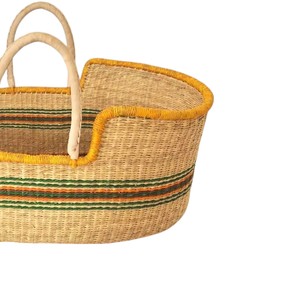 Rustic ethnic mustard trim high <b>wall</b> seagrass changing <b>basket</b> with rattan changing kid <b>basket</b> featuring dual handles - Product Image 2