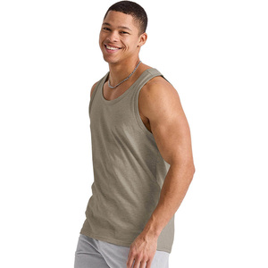 DAIZEN STAR INTERNATIONAL Men Solid Color Knitted Tank Top O-Neck Sporty Gray Athletic Fit Workout Vest Stretchable Fabric 100% - Product Image 5