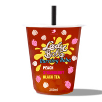 Mevrouw Hong Taiwan 500ml Popping Boba Passievrucht & Lychee Tapioca Ballen Fruitthee Beker Verpakking 12 Maanden Houdbaarheid