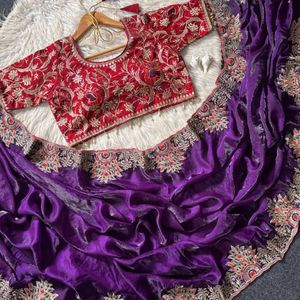 Sari brodé de designer, magnifique et prêt-à-porter, avec pallu brodé Meena et blouse prête à porter, prix de gros par Royal Export - Product Image 4