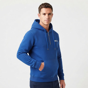 Sweat-shirt à capuche pour hommes, vente en gros, haute qualité, taille standard, 100% coton épais, écologique, respirant, doublé, demi-zip - Product Image 2