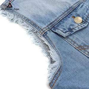 Chaleco vaquero desgastado para hombre, sin mangas, corte ajustado, estilo casual, ropa urbana, venta al por mayor - Product Image 2