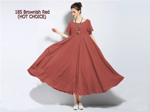 100% Organic Cotton Midi <b>Dress</b> for Women Button Front V Neck High Waist a Line Bell Sleeve Vintage <b>Dress</b> - Product Image 3