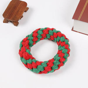 Juguete de Cuerda de Algodón con Forma de Donut para Perros, Juguete Interactivo Resistente a Mordidas para Entrenamiento y Diversión Navideña - Product Image 5