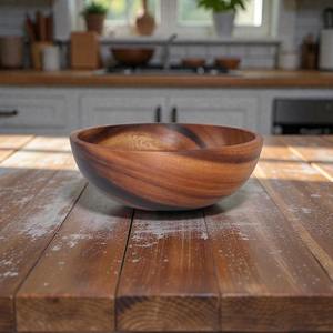 Bol en bois de style rustique, qualité supérieure, texture naturelle, fait main, idéal pour les espaces repas chaleureux, cuisine, maison, table - Product Image 2