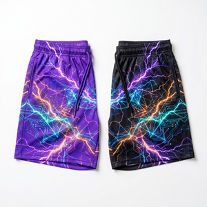 Shorts en maille à motif graphique personnalisé Electric Lightning Strike pour hommes, shorts d'entraînement de basketball par sublimation - Product Image 1