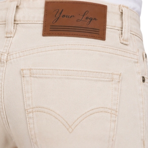 Custom Ivory <b>Mens</b> Slim Fit Biker Jeans <b>Stretch</b> Denim Pants Ribbed Knee Detail Casual Streetwear Fashion Trousers With Pockets - Product Image 3