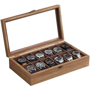 AHTE MANUEXPO UR-065 10 Slot Wood Watch Box Holder Organizer Large Glass Lid Watch <b>Display</b> <b>Case</b> Removable Pillows Jewelry - Product Image 1
