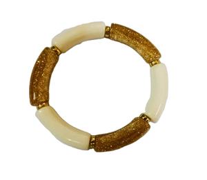 Pulseras Elásticas de Cuentas de Resina Facetadas Beige Clásicas Sin Cortar, Joyería de Moda - Product Image 4