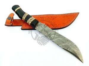 Cuchillo Bowie de Damasco, nueva edición, forjado a mano, cuchillo de caza, hoja de supervivencia, regalo con funda de cuero para camping, colección, regalos. - Product Image 2