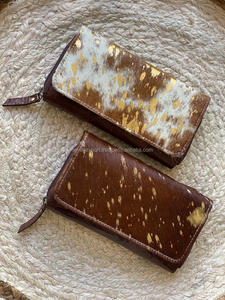 กระเป๋าสตางค์หนังสำหรับผู้หญิง,กระเป๋าคลัทช์หนังมีขนโลหะซ่อน - Product Image 6