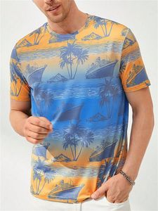 Summer gradient color men's T-<b>shirt</b>, fashionable and casual men's round-neck top, made by rapid dry heat sublimation - Product Image 3