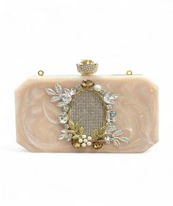 Eventide Elegance Stylish Resin Clutch for Weddings Parties Lady's Purse with Glamorous Pearl Handle for Evening Dress-Up - Product Image 2