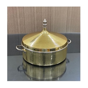 Olla de acero inoxidable martillada, diseño novedoso, olla tipo cacerola con acabado dorado y asas para accesorios de cocina - Product Image 1