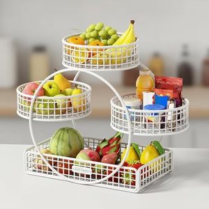 Moderno Estante de Almacenamiento de Frutas de Tres Niveles para Cocina con Diseño Circular y Uso Multifuncional - Product Image 1