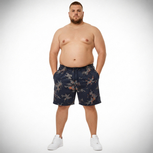 Shorts en molleton grande taille pour hommes, imprimés, avec cordon de serrage à la taille, pour la course, en coton tie-dye, vente en gros - Product Image 4