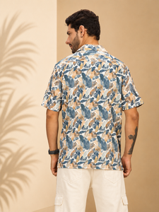 Men's Single Breasted Winter Floral Print Short Sleeve Casual <b>Shirt</b> with Anti-Pilling & Eco-Friendly Features for All Time Wear - Product Image 2