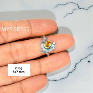 Bagues en argent 925 avec pierre précieuse citrine taillée, bagues fines en argent sterling, prix de gros, bijoux en argent - Product Image 1