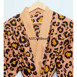 Kimono 100% Algodón Puro con Estampado Floral para Mujer, Ropa de Dormir de Verano, Bata Casual para la Playa o la Noche - Product Image 4