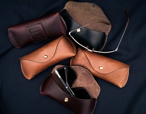 Vintage Genuine Leather Glasses Sleeve Luxury Soft Cowhide Pouch <b>Slim</b> Handmade Reading Eyewear Case Holder LGC-0026 - Product Image 1