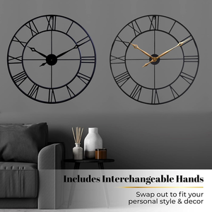 Horloge murale élégante à chiffres romains, grande horloge décorative pour salon, bureau à domicile, ferme, décoration murale intérieure classique - Product Image 5